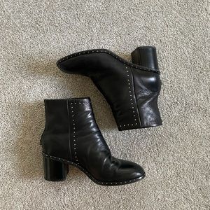 RAG & BONE Willow Stud Leather Ankle Booties, Size 36